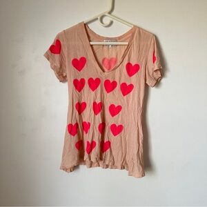 wild fox couture short sleeve heart print shirt